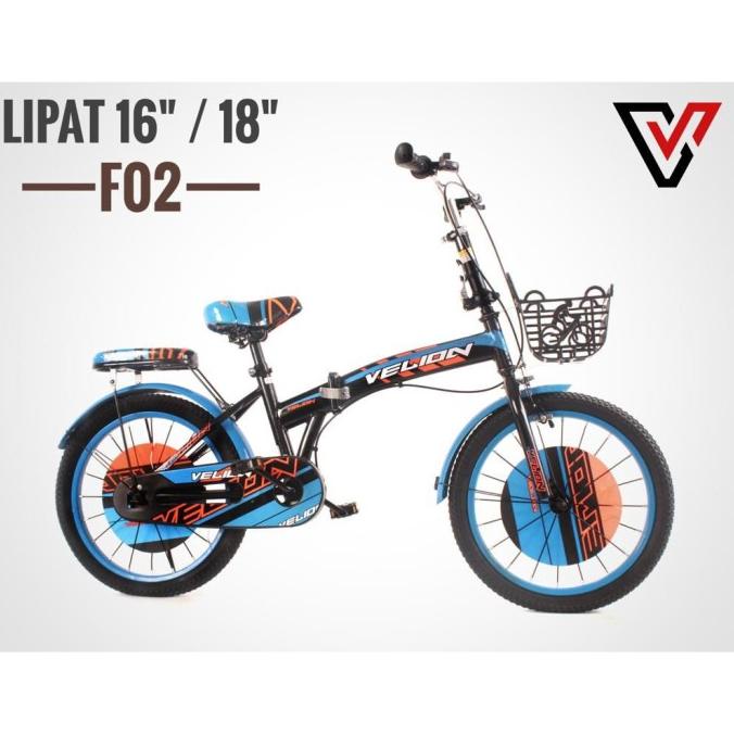 Sepeda Lipat Anak 16 Inc Velion Ada Keranjang Dan Boncengan Belakang #Original