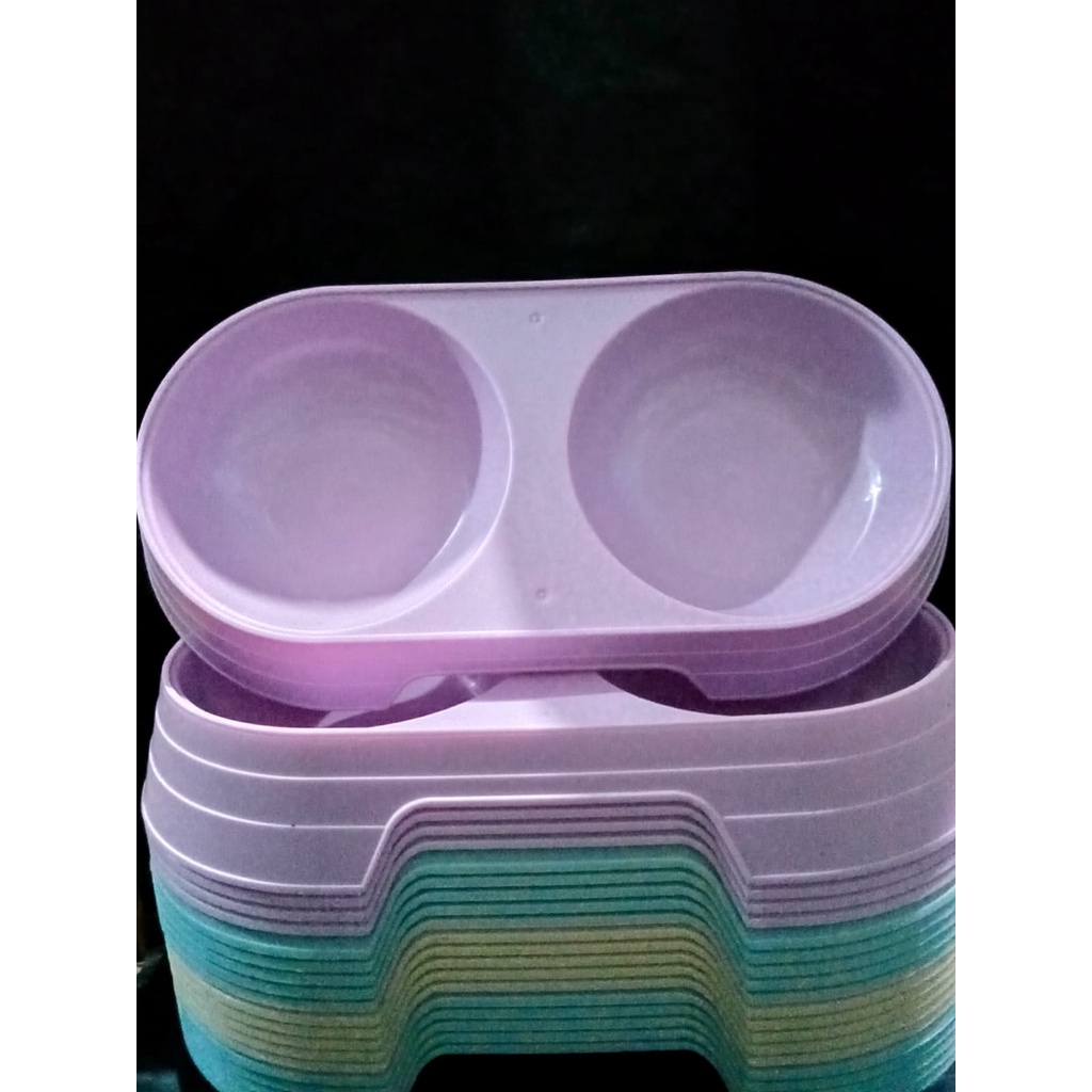 Pet Bowl Double Tempat Makan Double Hewan Kucing/anjing