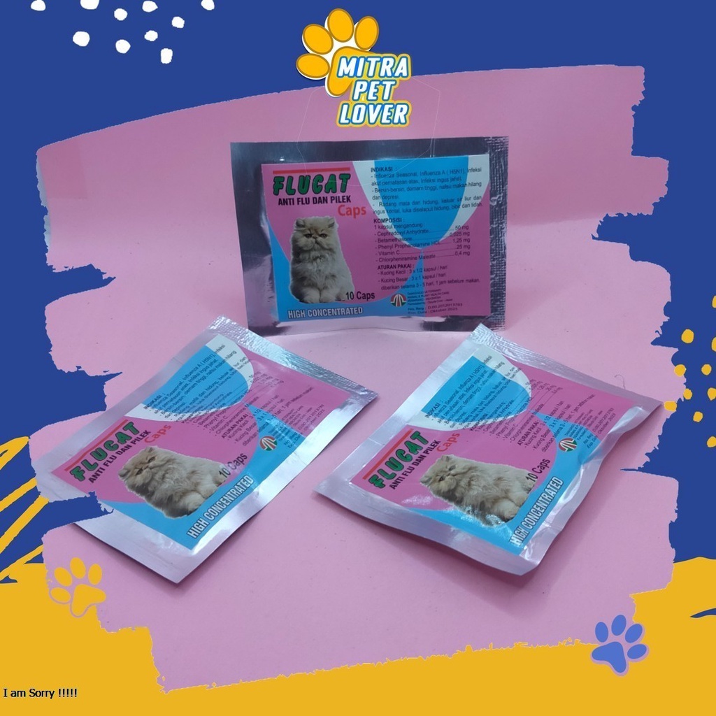 FORMULA MENYEMBUHKAN FLU KUCING - FLU CAT 10CAPSULE - KAPSUL UNTUK FLU KITTEN ATASI INFEKSI AKUT PERNAFASAN ANTI INGUS - MURAH ASLI GARANSI KUALITAS ORIGINAL - PET ANIMAL FLUCAT KAPSUL TAMASINDO OBAT KESEHATAN&amp;VITAMIN TERNAK HEWAN  MITRA PET LOVER