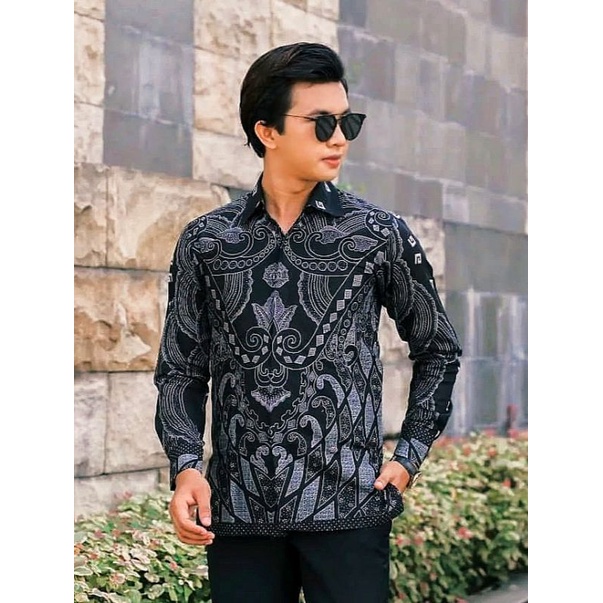 Atasan Batik Pria Lengan Panjang Kenongo Hem Padi Pekalongan M L XL