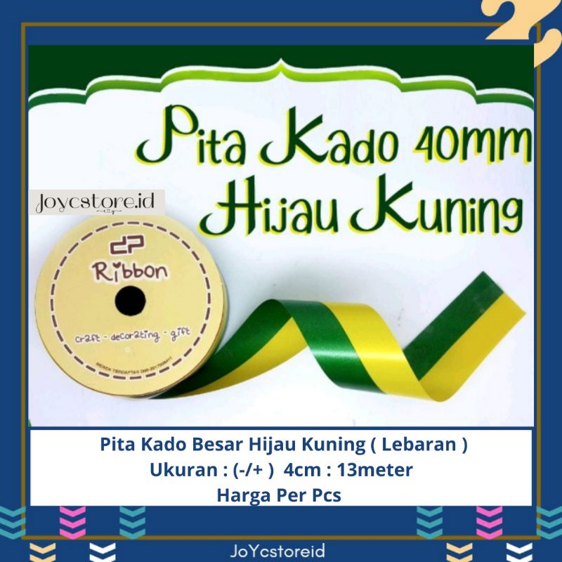 

Pita Lebaran Hijau Kuning 4cm | Pita Parcel lebaran | Pita Lebaran | Pita Hampers Lebaran | Pita Kado | Pita Kertas | Pita Satin | Hampers Idul Fitri | Hampers Lebaran | Souvenir