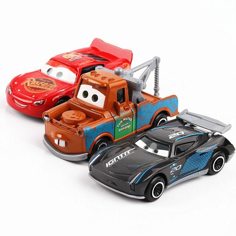 Kartun Film Cars Petir McQueen Mater Sheriff Jakson Storm Model Metal Diecast Mobil Mainan Untuk Anak 7pcs