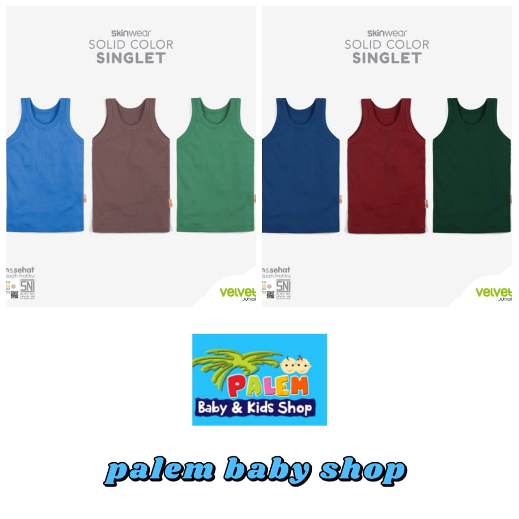 Velvet Junior Singlet Motif Printing Size S , M ,L ,LB , 2 , 3 isi 3pcs