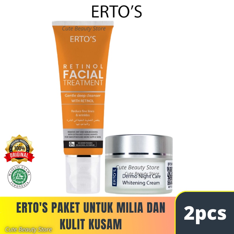 Jual Ertos Paket Penghilang Milia Paling Ampuh 2in1 ( Night Cream