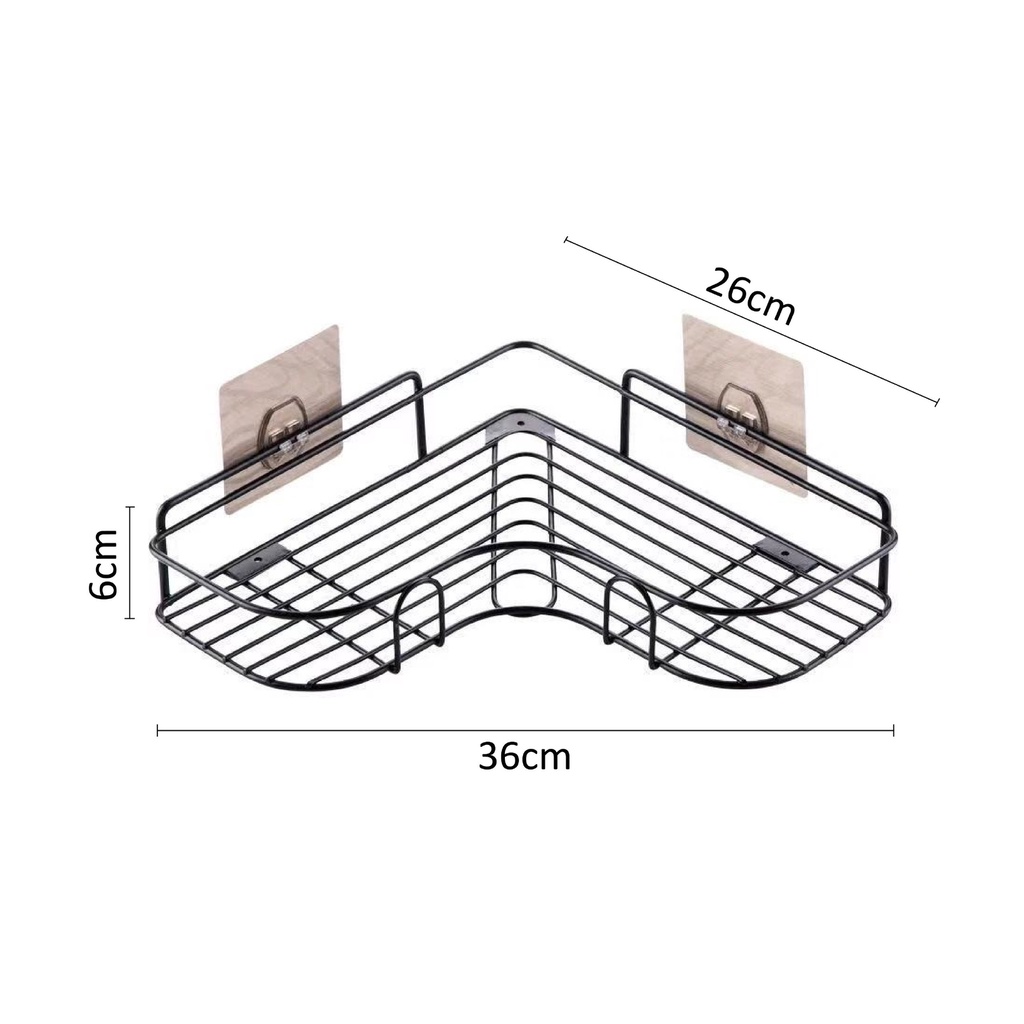 Rak Sudut Besi Serbaguna Bahan Stainless Steel Rak Siku Multifungsi Tempat Sabun Gantungan Kamar Mandi Triangular Organizer