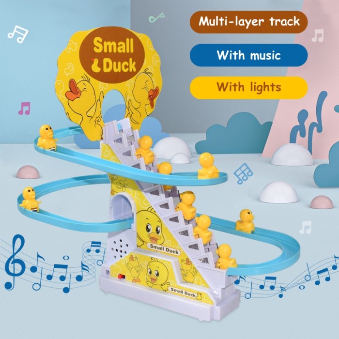 MAINAN ANAK BEBEK PINGGUIN SELUNCUR TANGGA BAYI SMALL DUCK TRACK  MUSIK LAMPU SNI BO banyak karakter