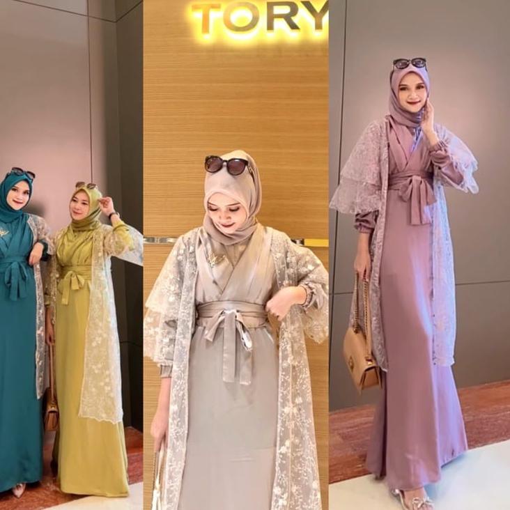 Berkualitas레 Azalea Dress Busui Preorder Gamis Polos  Gamis Polos Satin Dress Gamis Brukat Lucia Tile Dress Kondangan Kekinian Kombinasi Brokat Gamis Wanita Remaja Muslim Modis Gamis Lebaran 2022 Model