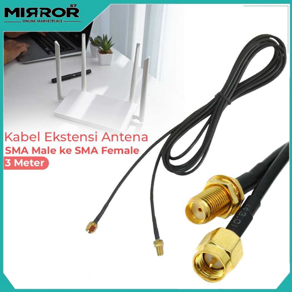 Kabel Ekstensi Antena Untuk Modem Colokan SMA Male Ke SMA Female 3M