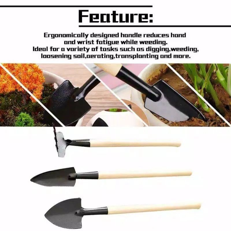 MJ88 ALAT BERKEBUN SEKOP GARUK MINI 3 IN 1 / ALAT BERKEBUN GARDEN TOOLS PERALATAN BERKEBUN SUPER MURAH