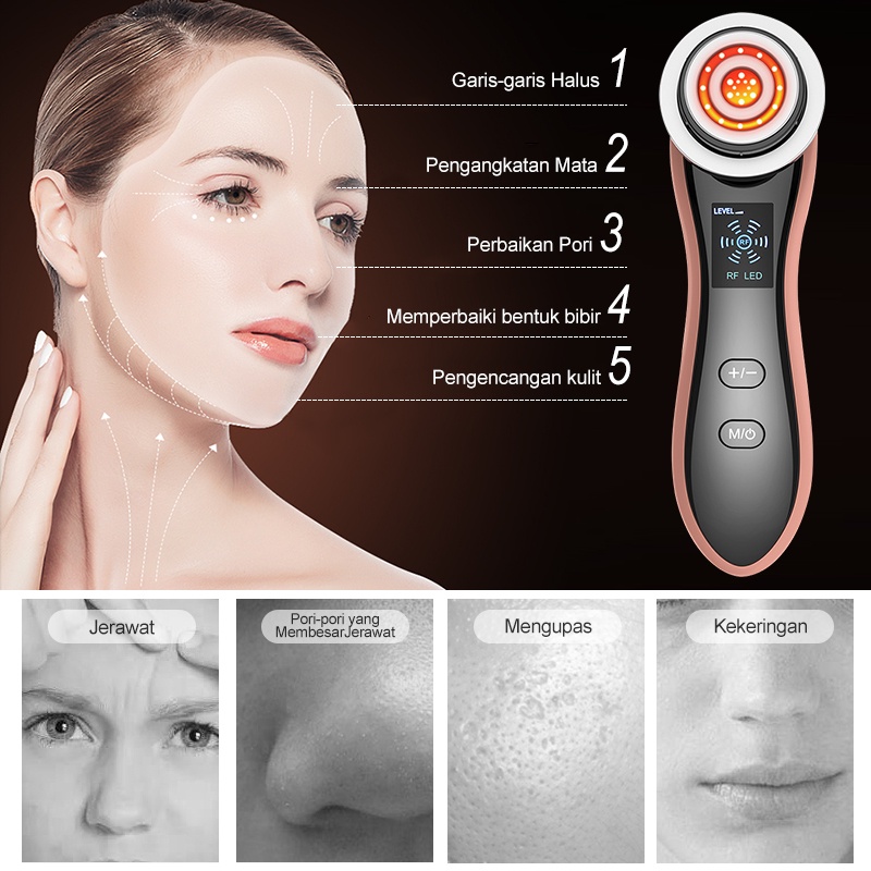 AmazeFan RF Frekuensi Radio Frekuensi Wajah Mengangkat elektrik anti aging Mesin Cryotherapy Perangkat alat pijat elektrik anti aging Mesin Cryotherapy Ultrasonik Mengencangkan Kecantikan Massager Led Terapi Cahaya Wajah Perangkat Pengangkat Keriput Pengh