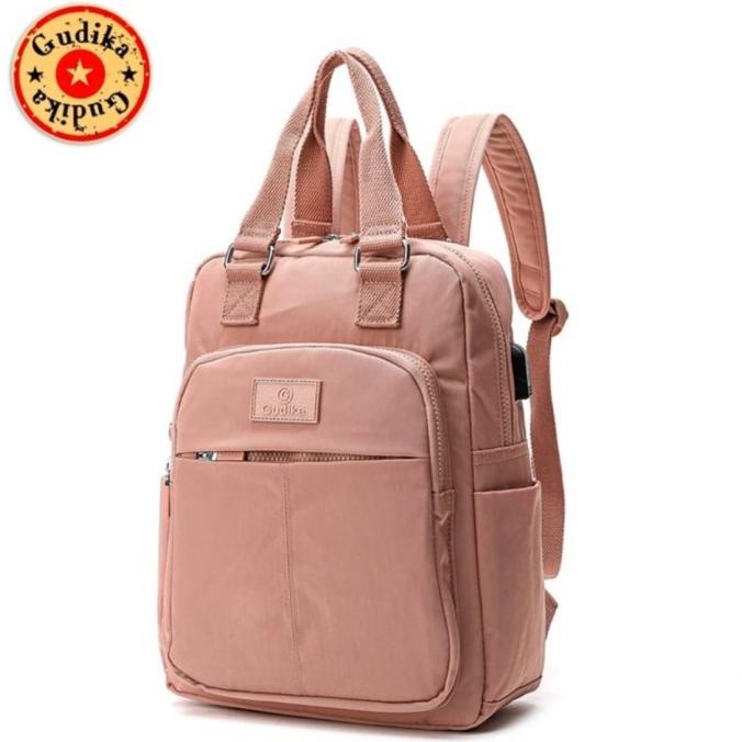 Bisa COD Tas ransel wanita Original gudika 5206 USB Nilon waterproof