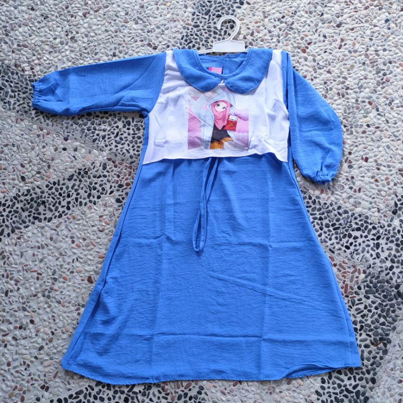 Gamis Anak 3 4 5 6 7 8  Tahun Anak Cewek baju muslim anak Perempuan Gamis Shotmee bahan crinkle krinkel Kekinian Viral Terbaru FatonahShop