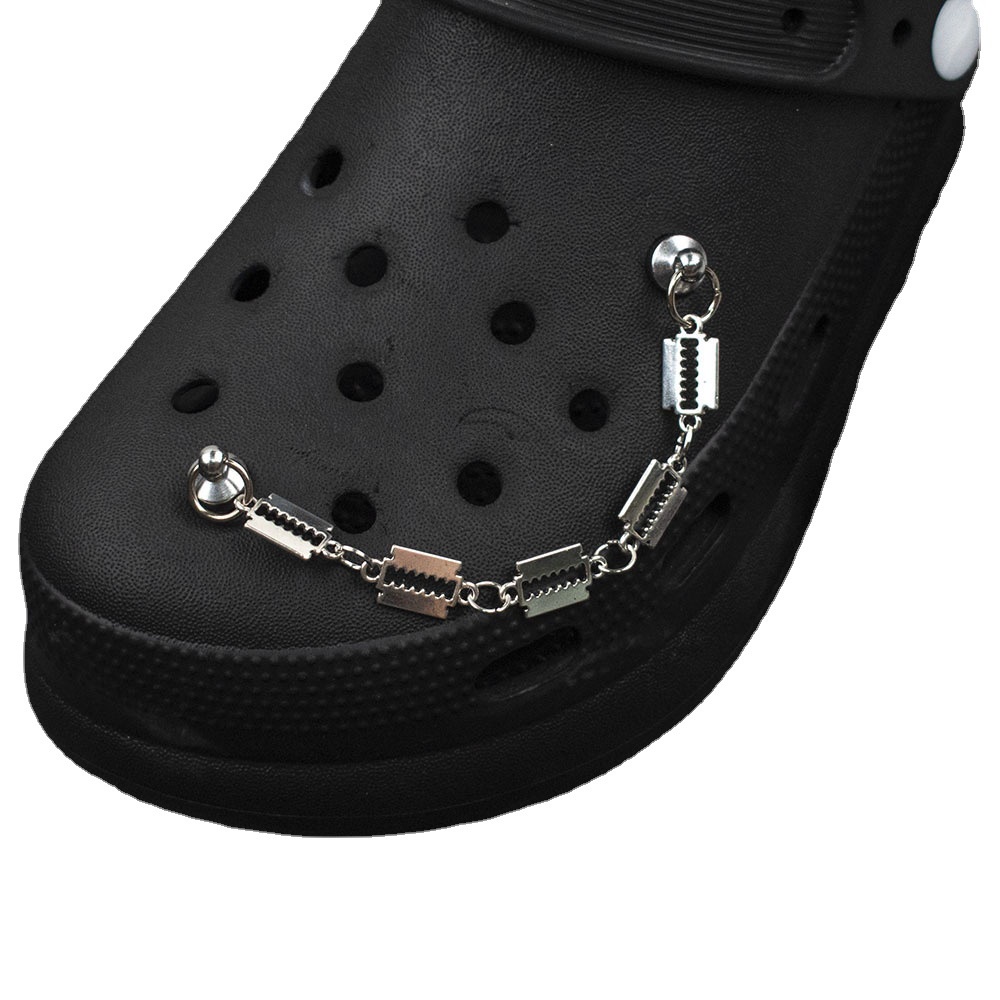 1 Pcs Crocs Jibbitz Baru Logam Rantai Sepatu Tengkorak Ins Punk Rantai Aksesoris Diy