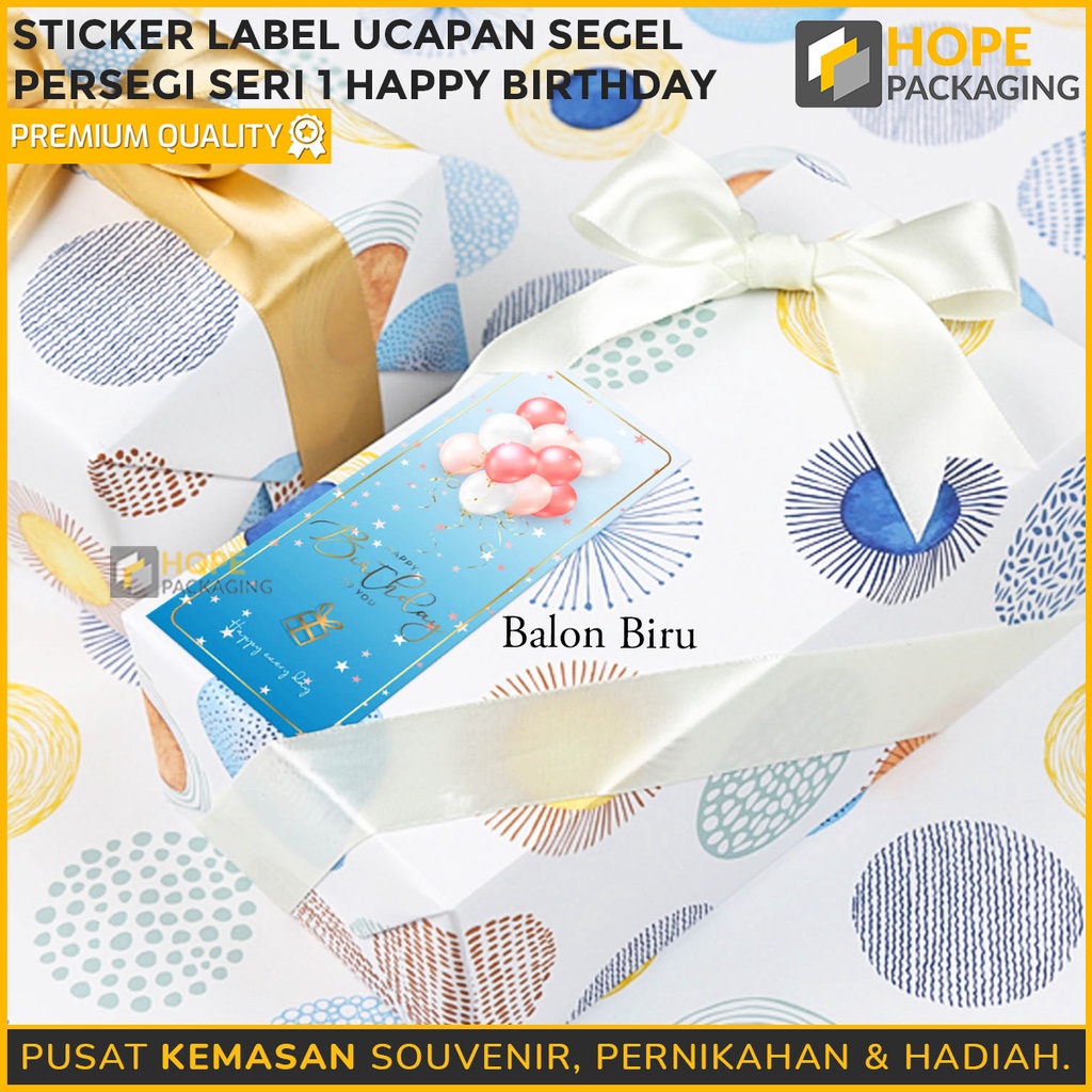 [ 1 pack isi 50 ] Sticker Label Ucapan Tulisan Hapyy birtday Uk. 6x 15 cm stiker kotak lucu packing hampers souvenir makanan