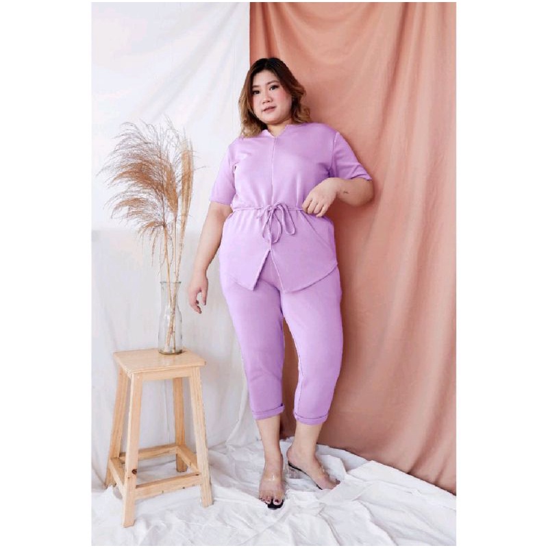 OLIVIA JUMBO SET - Setelan Baju dan Celana Jumbo Casual Wanita Setelan Big Size Bahan Scuba Premium