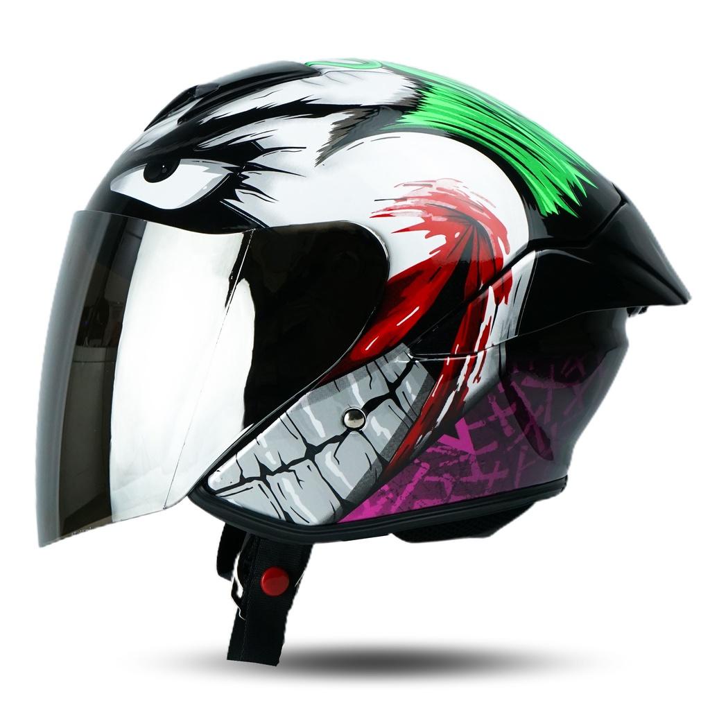 Jitsu Helm Half Face Joker Hitam Gloss