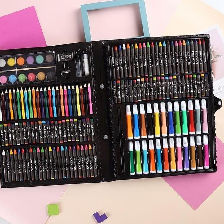 

Ready Banyak Crayon Anak Set Menggambar Melukis 150Pcs Alat Gambar Alat Tulis Pengasah Koper Set Pensil Warna Anak Mewarnai Kado Anak VH5'