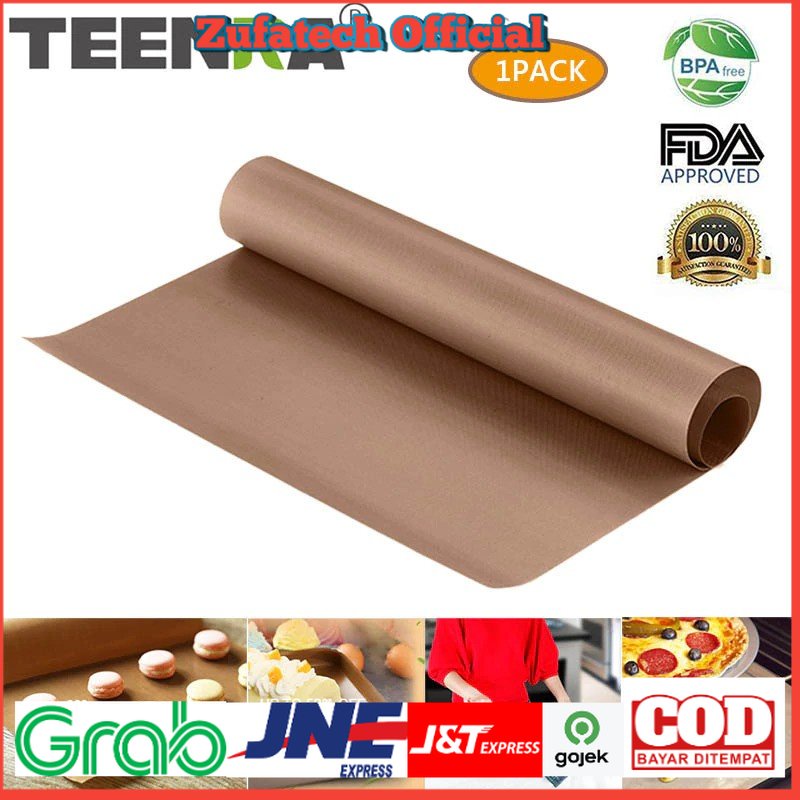 Kain Silpat/TEENRA Alas Masak Non-stick Reusable Cake Oven Baking Tray Mat - Brown