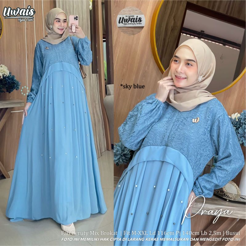 Praya Dress Busui Fab Ceruty mix Brokat by Uwais Hijab