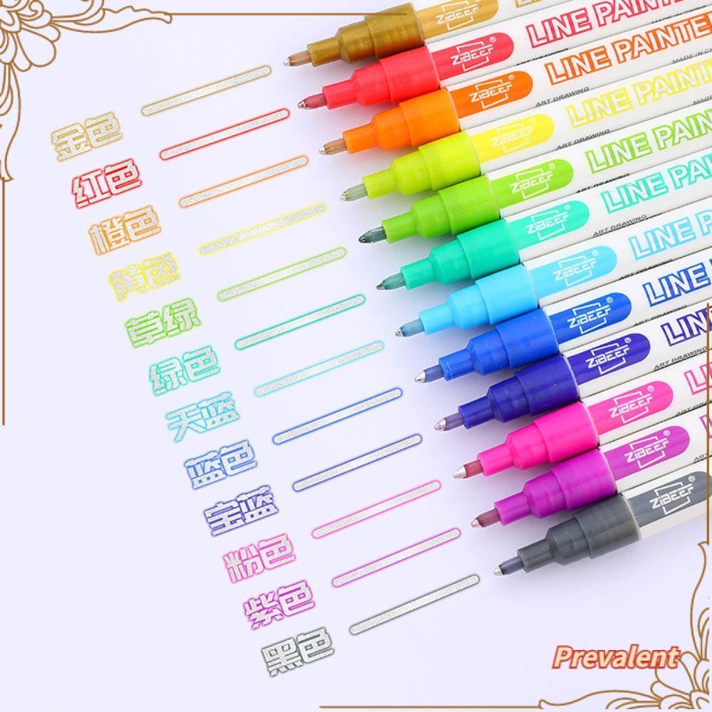 Preva8/12warna Pen Garis Ganda Kantor Sekolah Perlengkapan Tangan Akun Fluorescence Watercolor Magic Contour Stabilo Pen