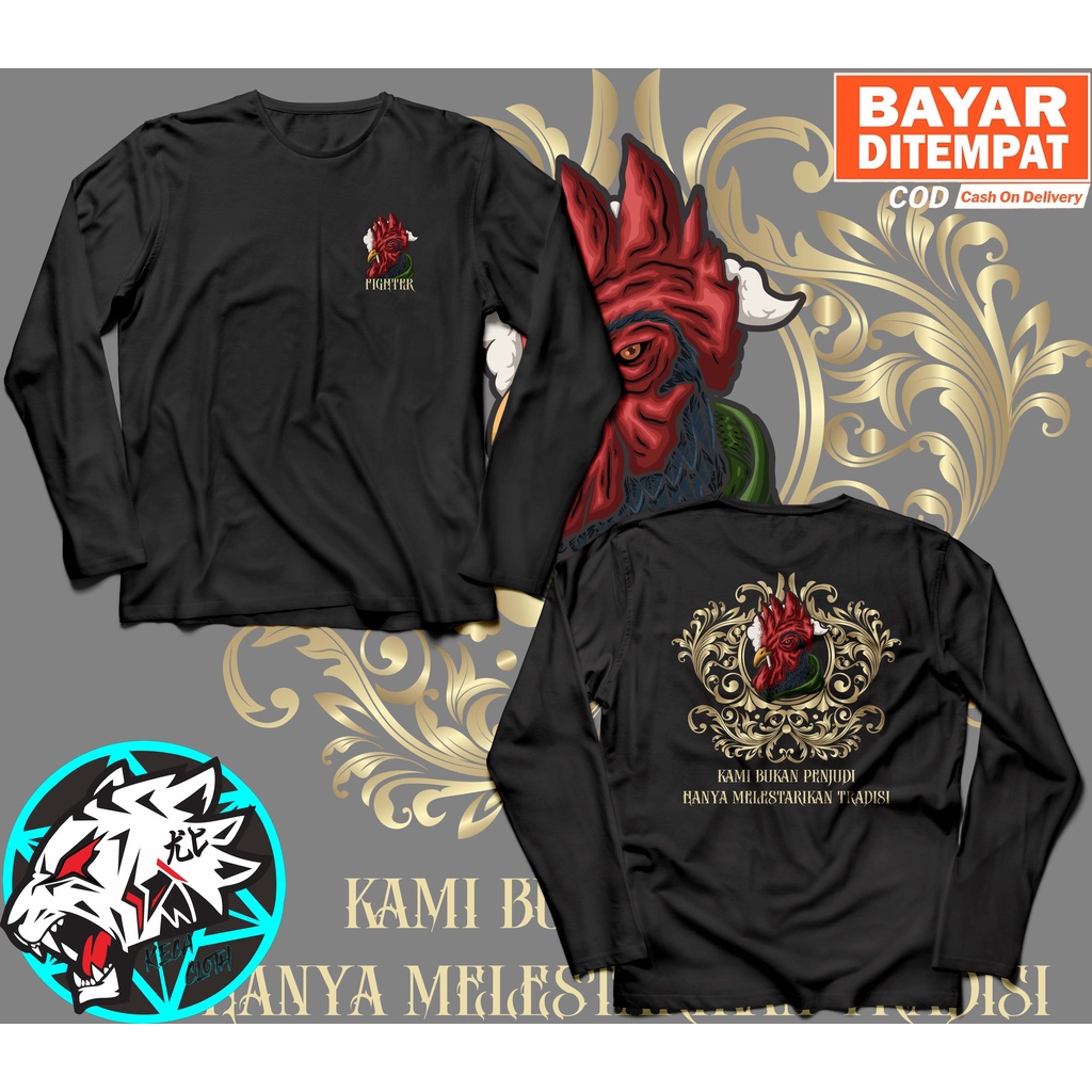 KAOS BAJU LENGAN PANJANG AYAM JAGO PETARUNG BIG SIZE JUMBO KAOS AYAM PETARUNG PRIA WANITA