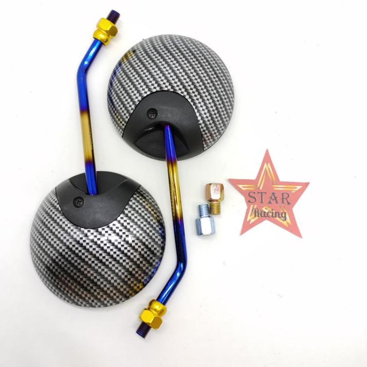 7N7 Spion Carbon Two Tone Kaca Bulat Variasi Motor  Scoopy vario beat