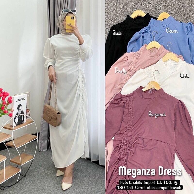 GAMIS STORE | Meganza Maxy l Dress Maxi Polos Basic Matt Shakila Premium OOTD Gamis Muslim Kondangan