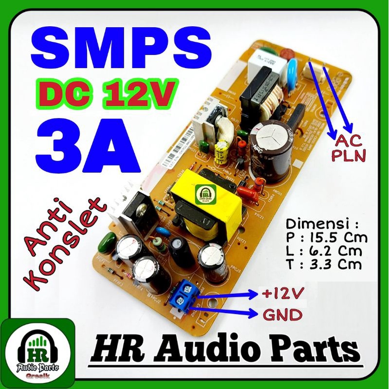 SMPS DC 12V Real 3A Anti Konslet For Mini Amplifier Class D / TDA2005 Dll