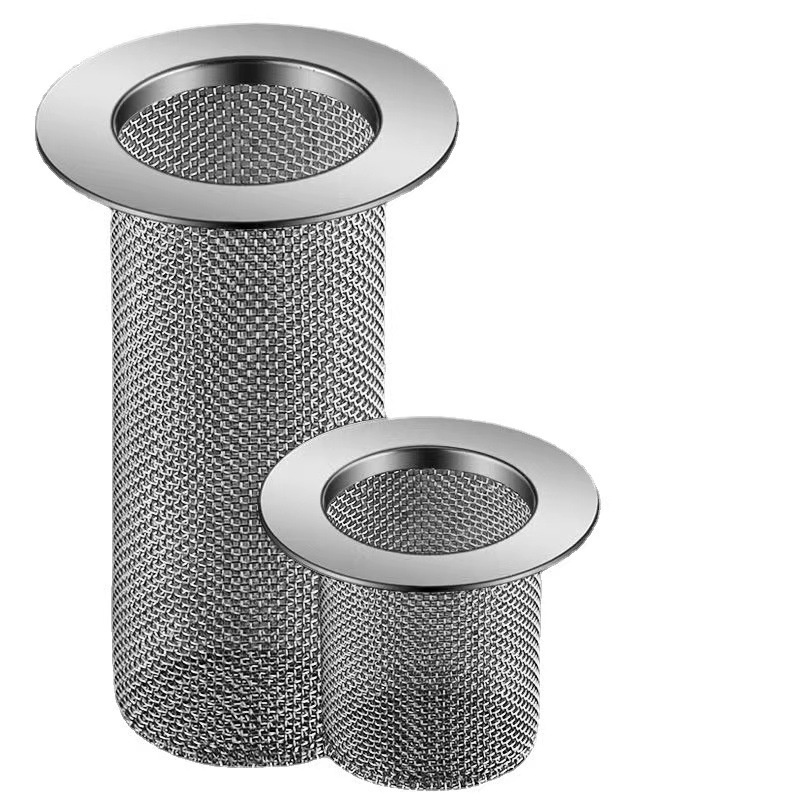 ღ Keranjang Filter Multifungsi Steel Floor Drain Filter Mesh Rambut Perangkap Kamar Mandi Wastafel Dapur Anti-Clog Terak Saringan Saluran Air