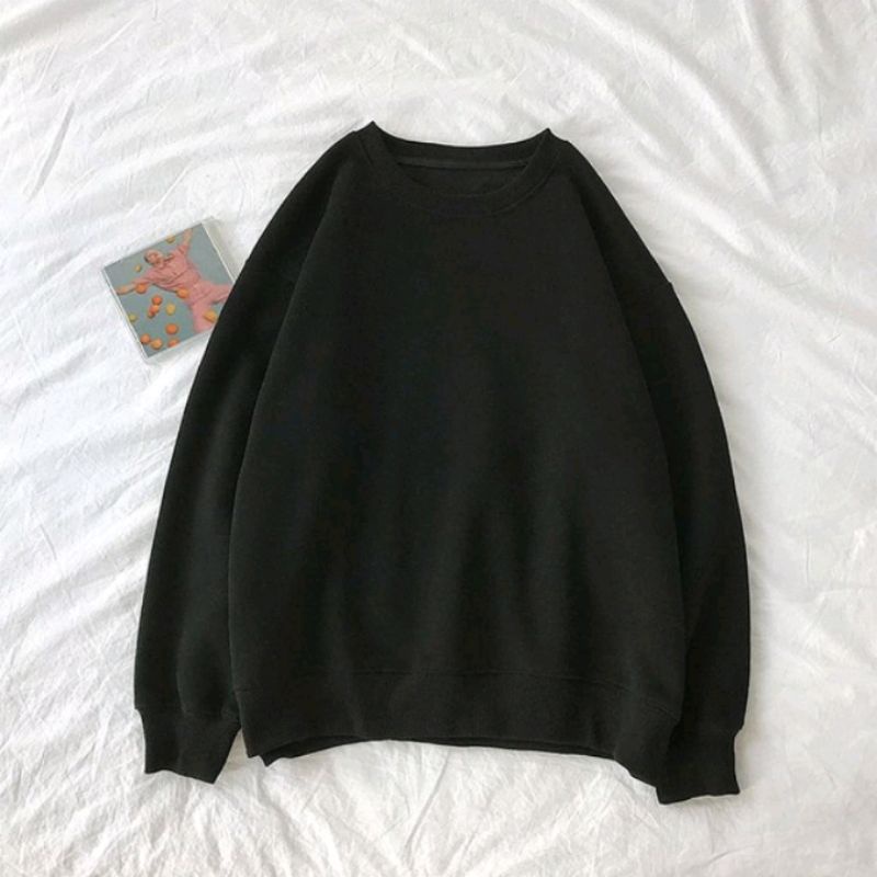BLACK OVERSIZE SWEATER – BASIC SWEATER – SWEATER JUMBO – FASHION WANITA - SWEATER PADANG
