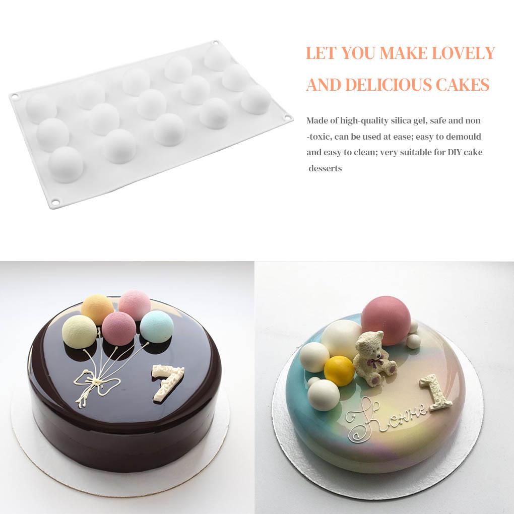 15 Cavity 3D Ball Mousse Kue Biskuit Cetakan DIY Jelly Coklat