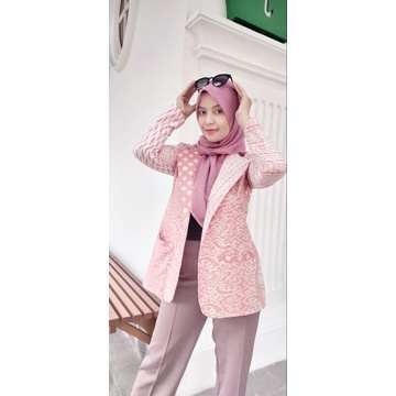 Naora blazer batik full furing trikot batik cap batik kantor