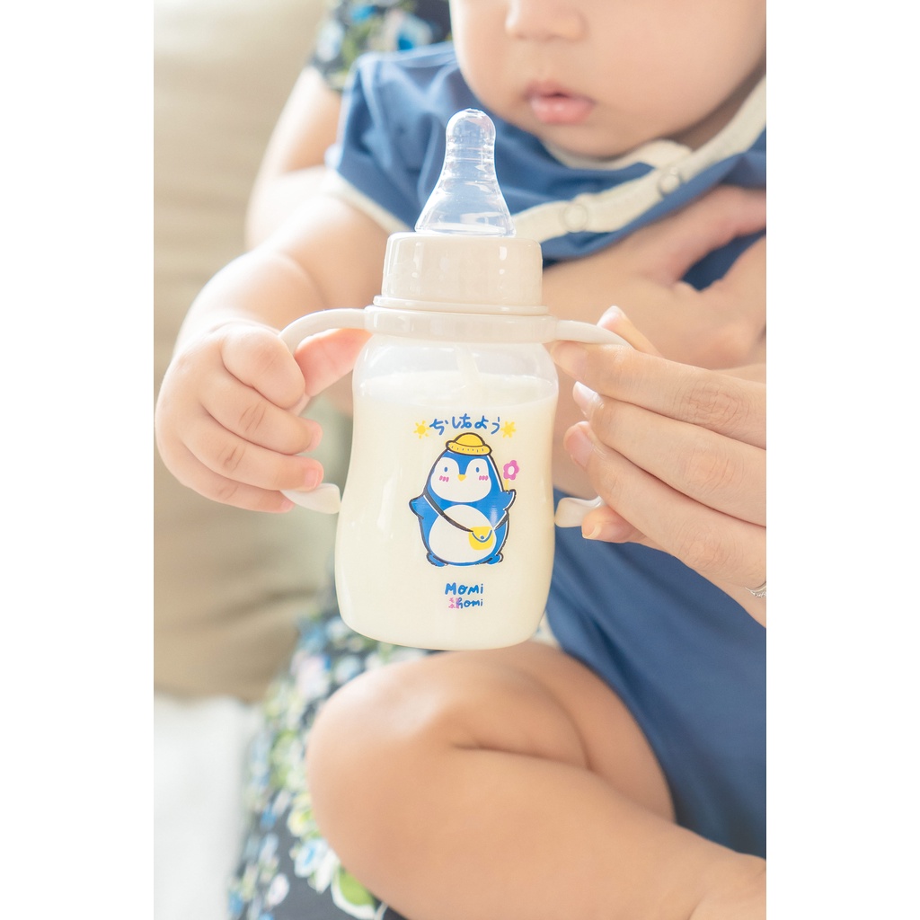 MOMI HOMI CARTOON SERIES BOTOL DOT SUSU BAYI 60ML / 150ML / 280ML DENGAN GAGANG DAN SEDOTAN TAHAN PANAS BPA FREE