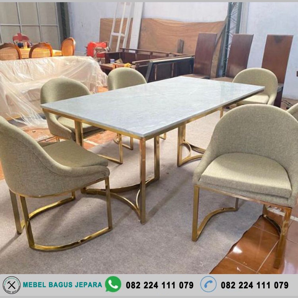 meja makan marmer mebel jepara
