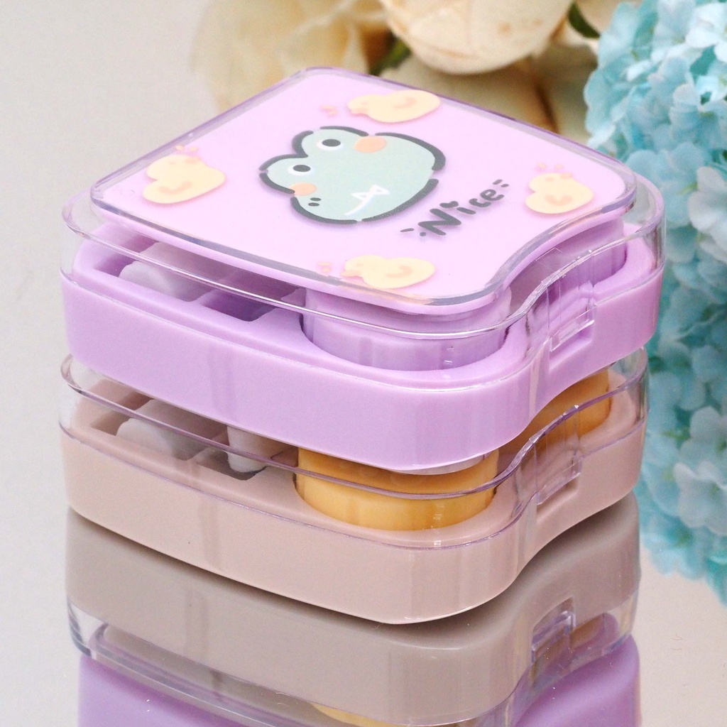 Softlens Case Ada Cermin Tempat Softlens Bentuk Gigi Motif Campur Wadah Softlens Case Travel