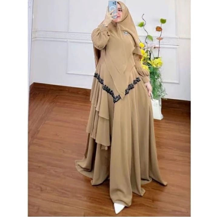 Baju Syari Terbaru 2022 Gamis Set Jilbab Mariam Syar`i Gamis Kondangan Modern One Set Jumbo Stelan Wanita Kekinian