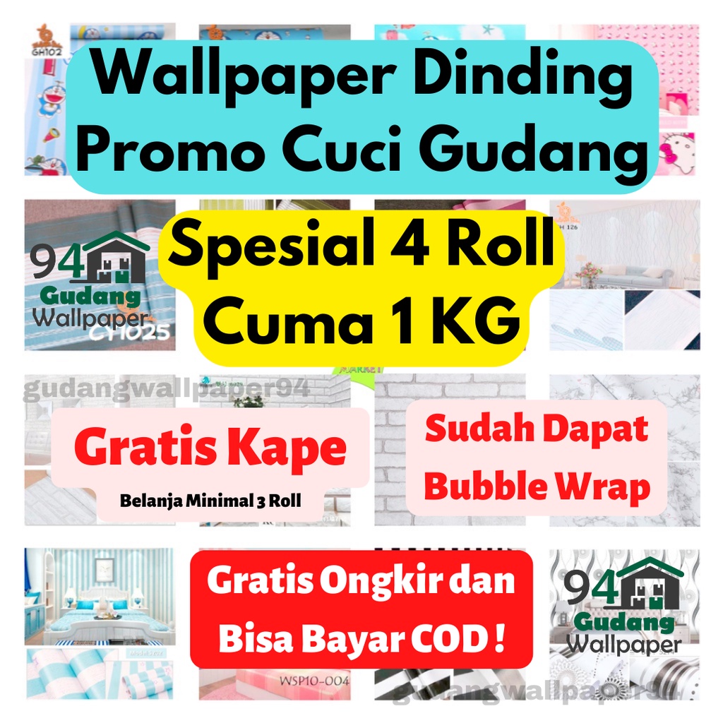 (COD) Gudang Wallpaper Stiker Dinding Motif Elegan Bahan PVC Premium (SUDAH ADA LEM)