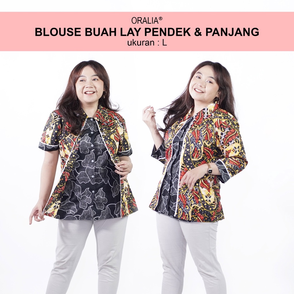 Jual Blouse Big Size Wanita Atasan Batik Lengkap S M L Xl Xxl 3l 4l 5l