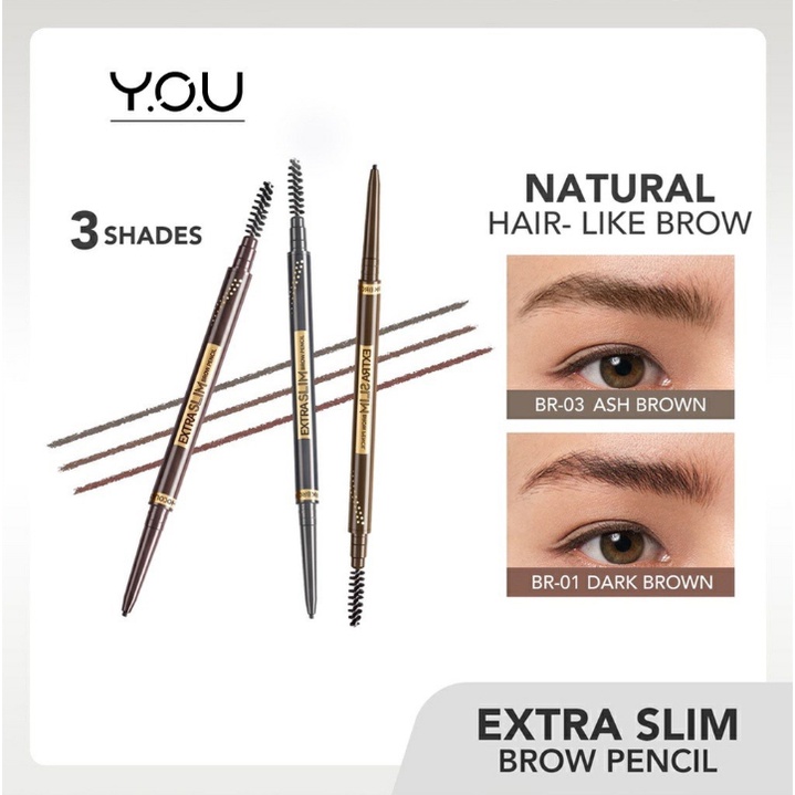 Sudut Cantik - Y.O.U Extra Slim Eyebrow Pencil Tahan Air | High Pigment | Long Lasting | Waterproof 