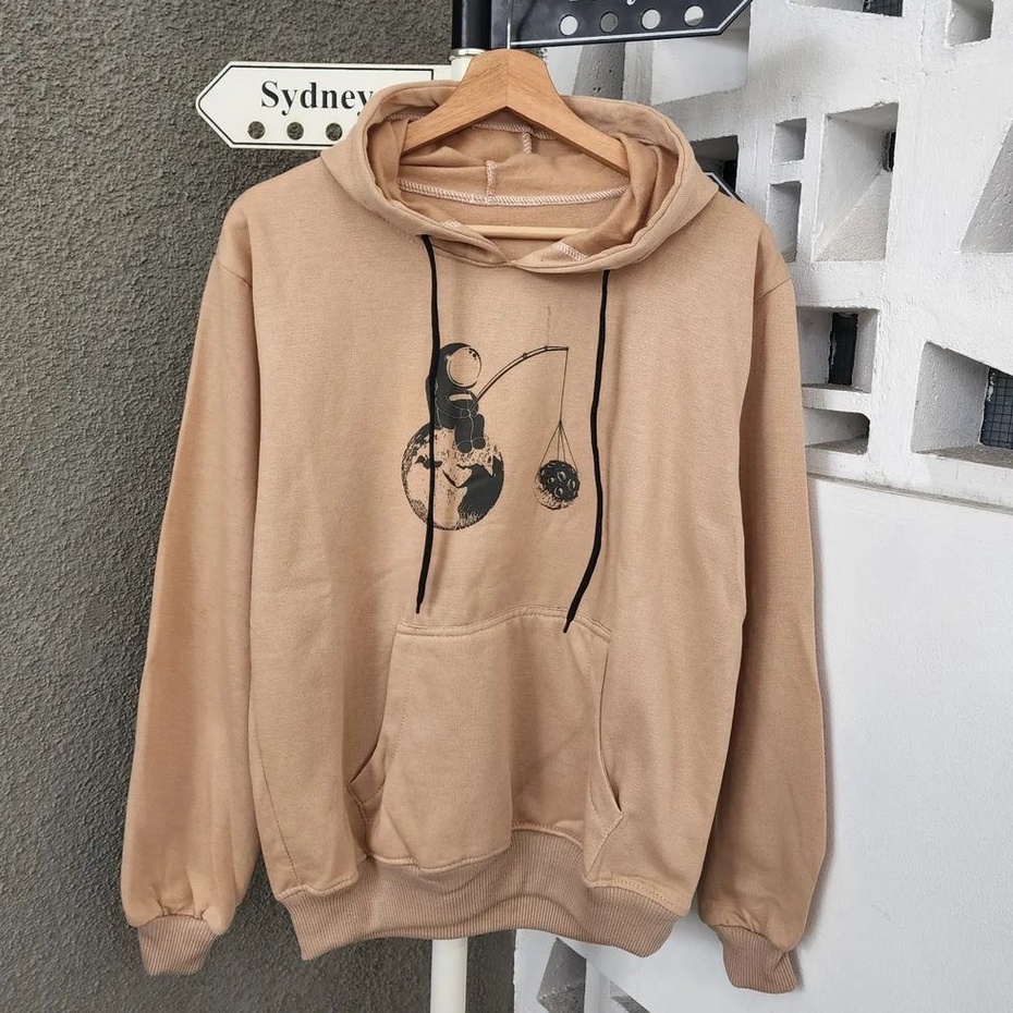 Fishing Astronot Hoodie Fashion Kekinian Remaja Bahan Fleece