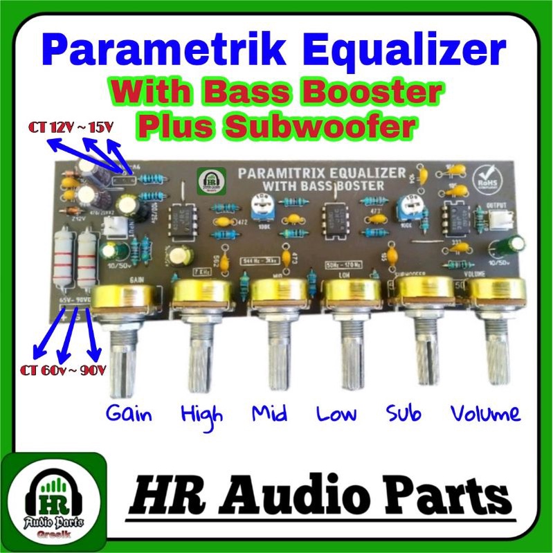 Kit Tone Control Parametrik Equalizer Mono With Bass Booster Subwoofer