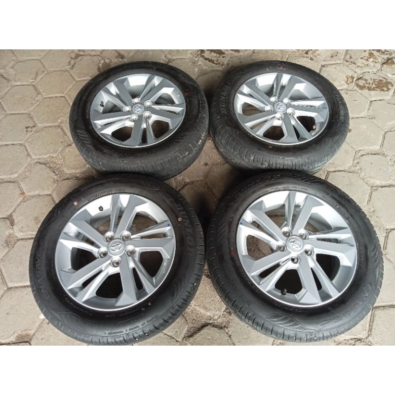 velg copotan mobil new avanza ring 15+ban dunlop 185 65 15 lebar 5,5 et 45 pcd 5x100