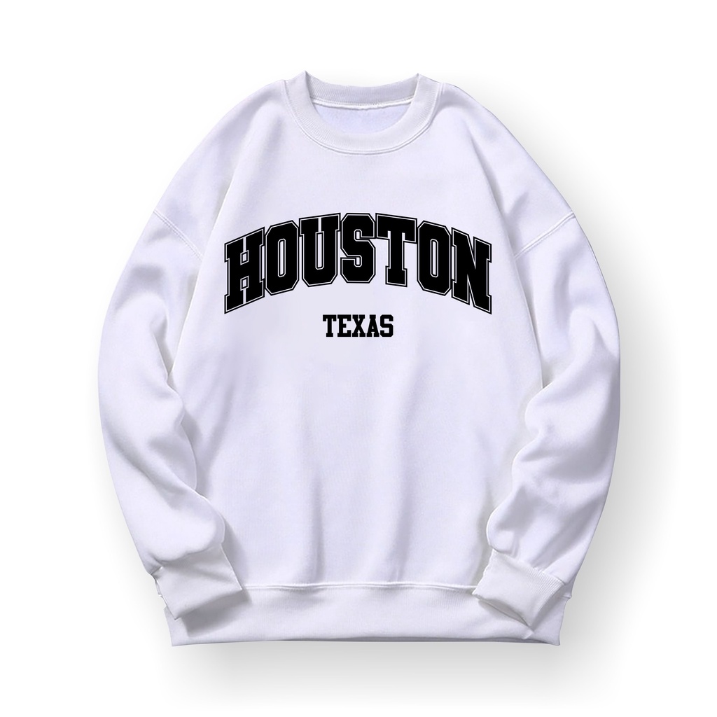 HOUSTON TEXAS Sweatshirt Basic II Sweater Crewneck Print DTF II Sz M - XL Anak &amp; Dewasa ( Pria &amp; Wanita )