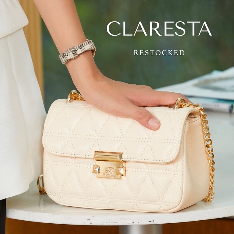 Jims Honey  - CLARESTA BAG - Tas Selempang Wanita Shoulder Bag Bahu Pesta Tali Rantai - Free Exclusive Box