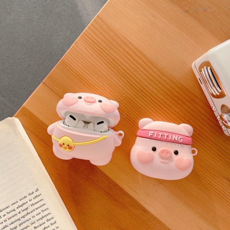 Airpods Casing Pelindung Lovely Piggy pro3 i12 Headset Case Headset Bluetooth Nirkabel Silikon Soft Case