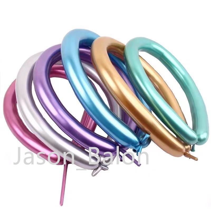 100pcs Balon twist /pentil chrome/ balon cacing warna metalik chrome / tebal anti pecah impor Thailand balon pentil balon panjang