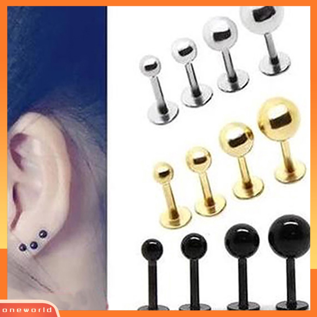 OW@ Ear Studs Simple Easy Matching Titanium Steel Barbell Shape Helix Tragus Women Earrings for Party