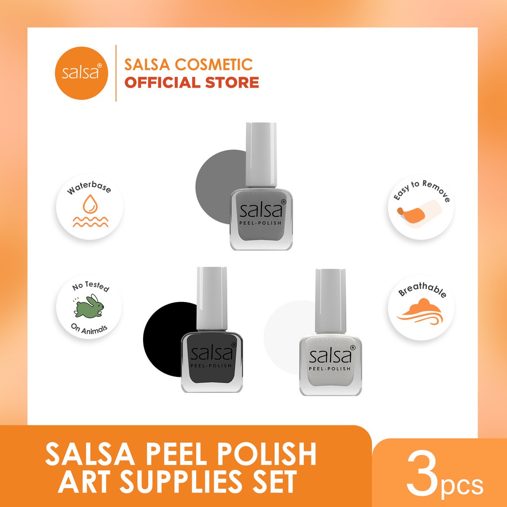 SALSA PEEL OFF NAIL POLISH SET Kutek HALAL Peel Off Lupas Breathable Hijab Friendly isi 3