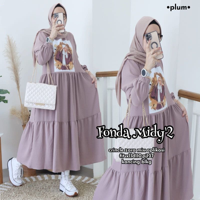 FONDA MIDY DRESS / GAMIS VIRAL / gamis rempel susun  / gamis susun rempel / dress susun / gamis susu