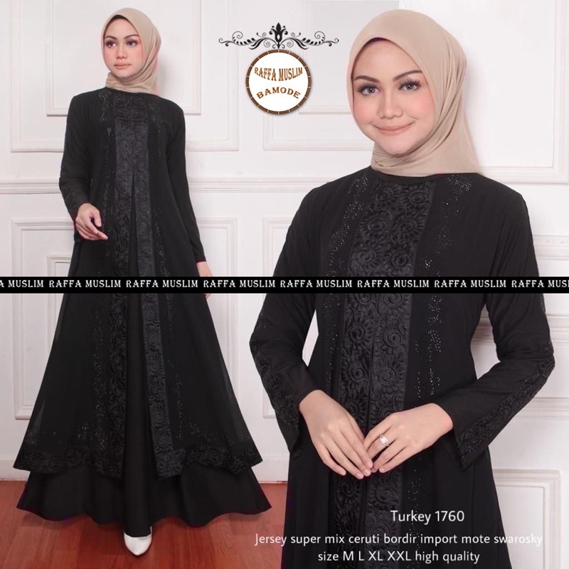 GAMIS ABAYA FULL HITAM ,GAMIS ABAYA HITAM